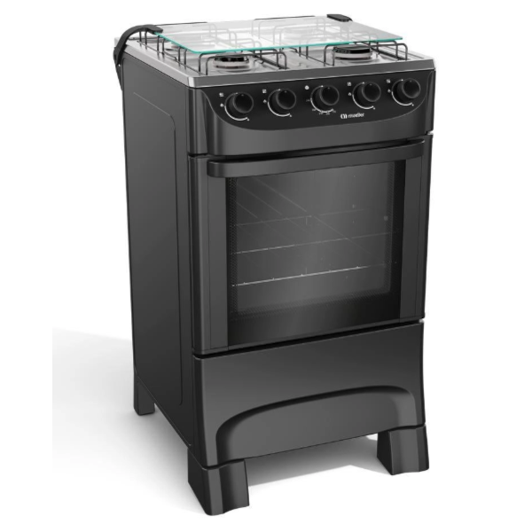 Fogao Mueller com Mesa de Inox 4 Bocas com Acendimento Manual MFI4BA Preto Fosco-6ec1aeea-da3d-4720-b513-03fcc1b8fa2f