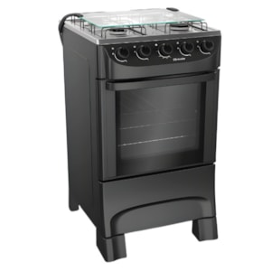 Fogao Mueller com Mesa de Inox 4 Bocas com Acendimento Manual MFI4BA Preto Fosco