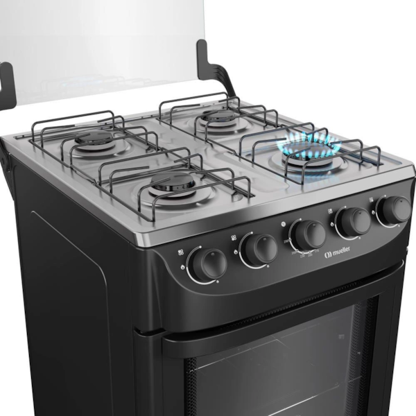 Fogao Mueller com Mesa de Inox 4 Bocas com Acendimento Manual MFI4BA Preto Fosco-4c9a6a5a-8887-4421-8c8b-f97dabaa38de