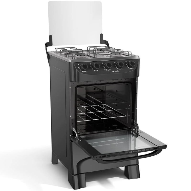 Fogao Mueller com Mesa de Inox 4 Bocas com Acendimento Manual MFI4BA Preto Fosco-2f6d190b-5da5-4bda-8b8a-553738c6df99