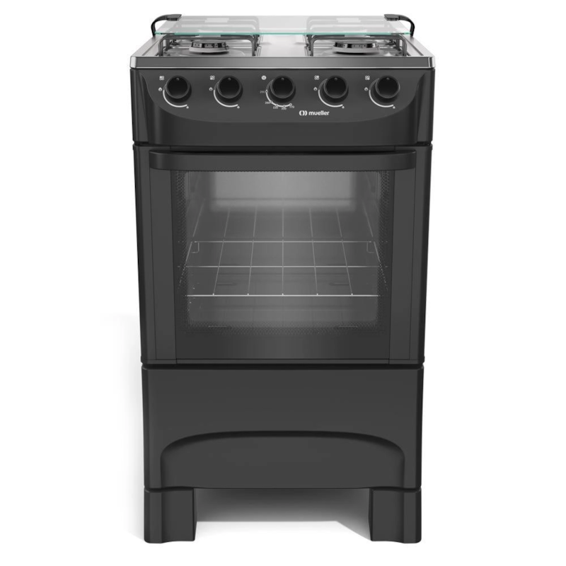 Fogao Mueller com Mesa de Inox 4 Bocas com Acendimento Manual MFI4BA Preto Fosco-398c6741-61fe-4879-94ee-ede3d1776d3a