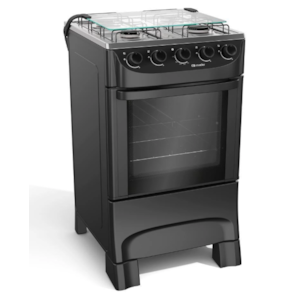 Fogao Mueller com Mesa de Inox 4 Bocas MFI4BA Preto Fosco