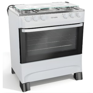 Fogao Mueller com Mesa de Inox 5 Bocas com Acendimento Manual MFI5BA Branco