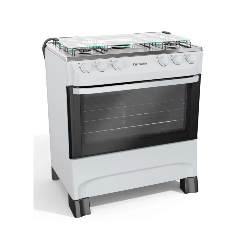 Fogao Mueller com Mesa de Inox 5 Bocas com Acendimento Manual MFI5BA Branco