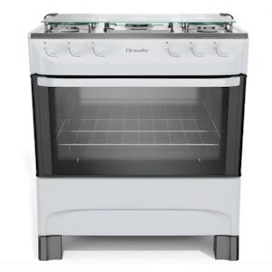 Fogao Mueller com Mesa de Inox 5 Bocas com Acendimento Manual MFI5BA Branco