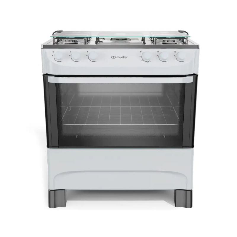 Fogao Mueller com Mesa de Inox 5 Bocas com Acendimento Manual MFI5BA Branco