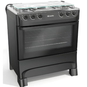 Fogao Mueller com Mesa de Inox 5 Bocas com Acendimento Manual MFI5BA Preto Fosco