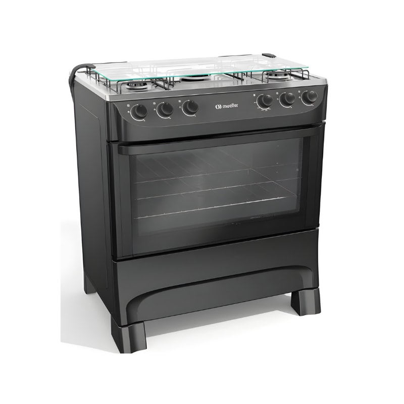 Fogao Mueller com Mesa de Inox 5 Bocas com Acendimento Manual MFI5BA Preto Fosco-72f2b9a2-37d1-4168-81a2-3cda4c55020f