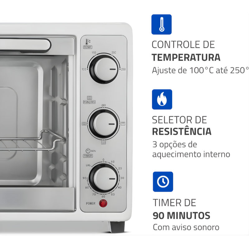 Forno Eletrico Mondial 52L Grand Family II 127V/60HZ FRN-52W Branco/Inox-c724f921-8a7f-4b5a-b9f7-8664d7dea696
