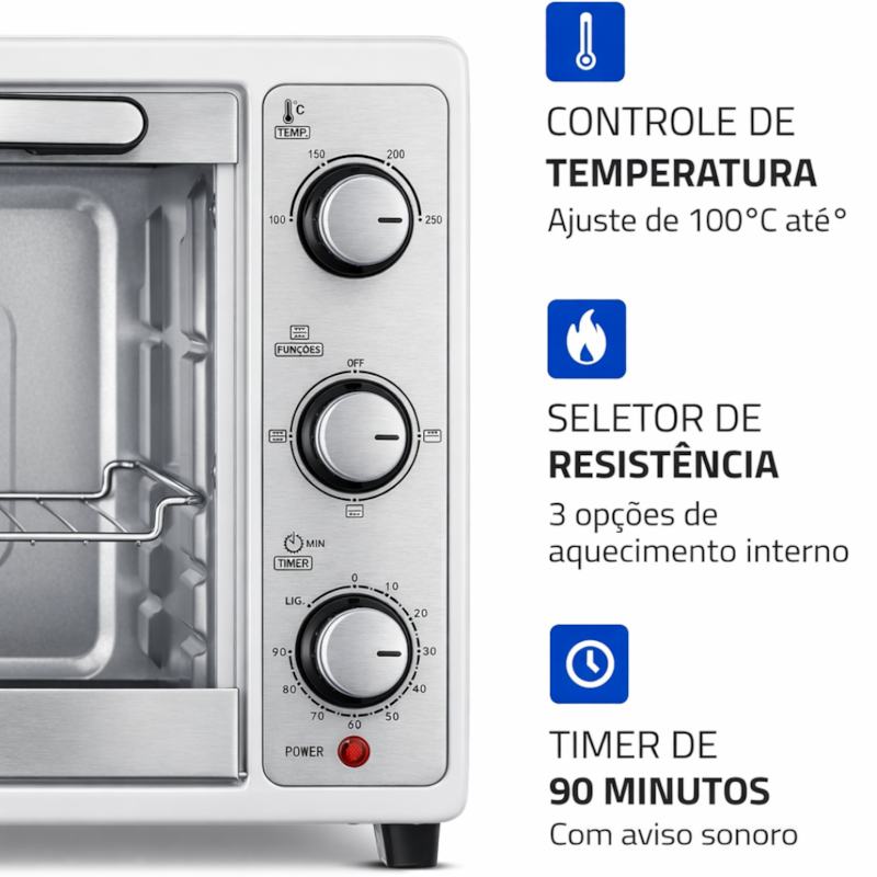 Forno Eletrico Mondial 52L Grand Family II 127V/60HZ FRN-52W Branco/Inox-8e2c1c49-9f8f-4f32-b90c-205248fc932f