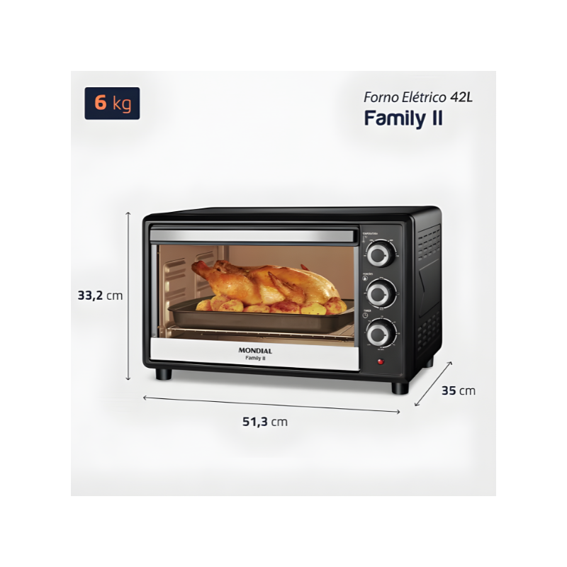 Forno Eletrico Mondial Family II 42L FR-42 127V/60Hz Preto/Inox-71ea040d-c7a7-4dc3-a4c2-e841f2745f7f
