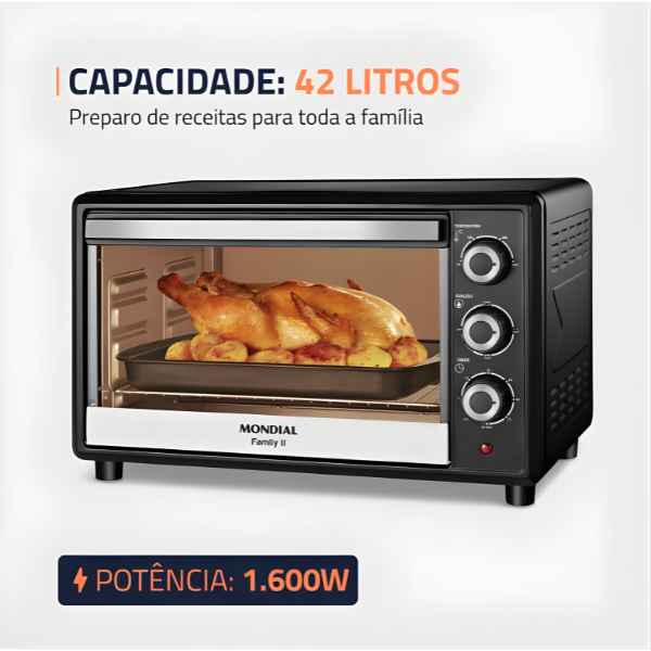 Forno Eletrico Mondial Family II 42L FR-42 127V/60Hz Preto/Inox-3bb2a7b3-b79f-492e-b461-75583382d1c8