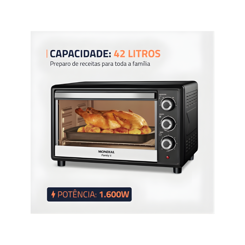 Forno Eletrico Mondial Family II 42L FR-42 127V/60Hz Preto/Inox-7fe77fbc-309a-43a2-87c6-558c62d4583b