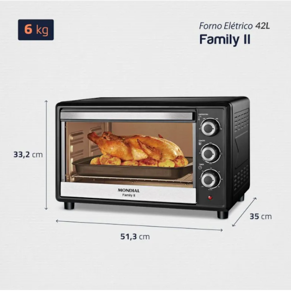 Forno Eletrico Mondial Family II 42L FR-42 127V/60Hz Preto/Inox-5a9b723a-6f7e-44d5-8d08-e02aa99edf69