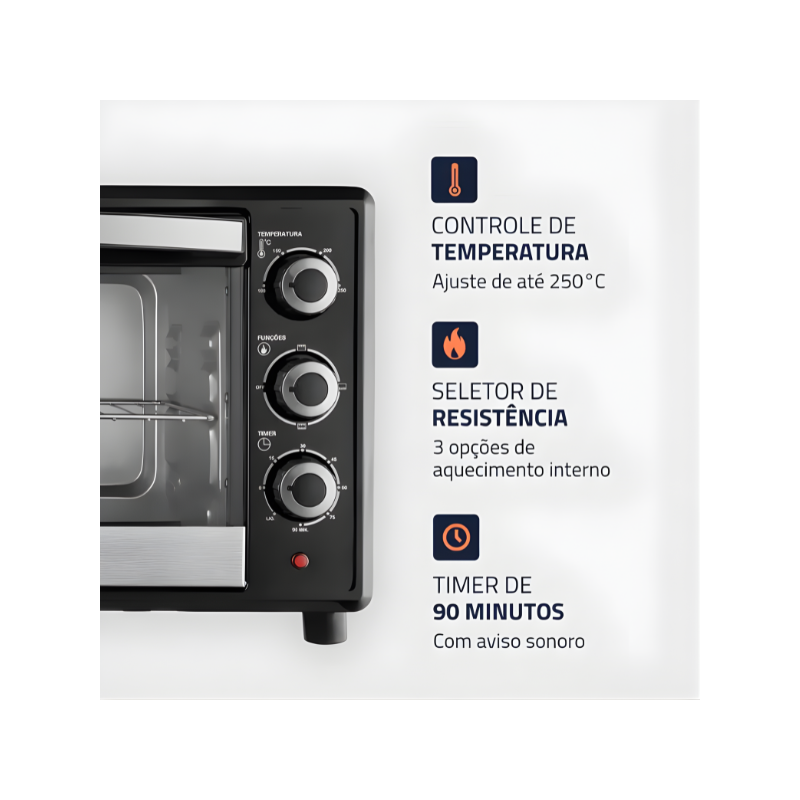 Forno Eletrico Mondial Family II 42L FR-42 127V/60Hz Preto/Inox-7f42f290-a90a-4298-aa2d-05babea620d1