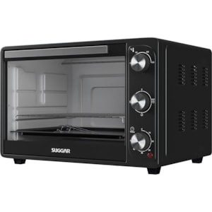 Forno Elétrico Suggar 50L Preto 127V – Timer, Controle de Temperatura e Porta de Vidro Temperado