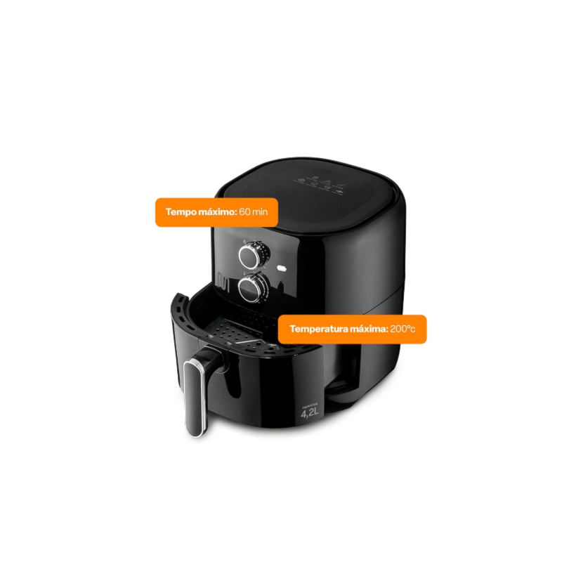 Fritadeira Air Fryer Multilaser 4,2L 1500W 127V Preto