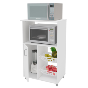 Fruteira Politorno Confins 1 Porta 2 Cestos e Nicho Para Micro-ondas MDP Branco