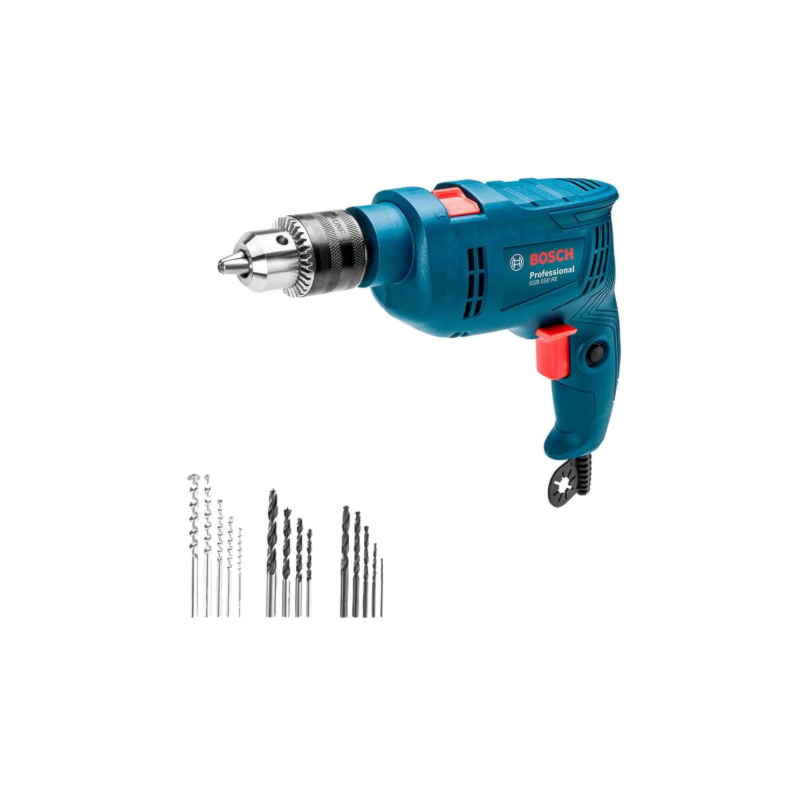 Furadeira de Impacto Bosch GSB 550 RE 550W 127V com 14 Acessorios