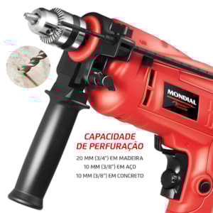 Furadeira de Impacto Mondial com Maleta 127V/60Hz 650W Vermelha NFFI-07M