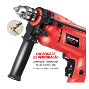 Furadeira de Impacto Mondial com Maleta 127V/60Hz 650W Vermelha NFFI-07M