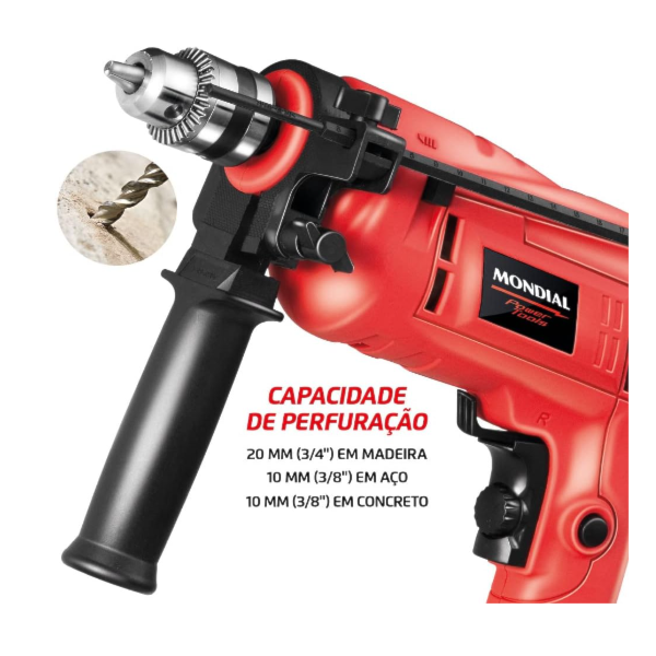 Furadeira de Impacto Mondial com Maleta 127V/60Hz 650W Vermelha NFFI-07M-2c9ec2da-df3c-4694-92da-44efeb9844d0