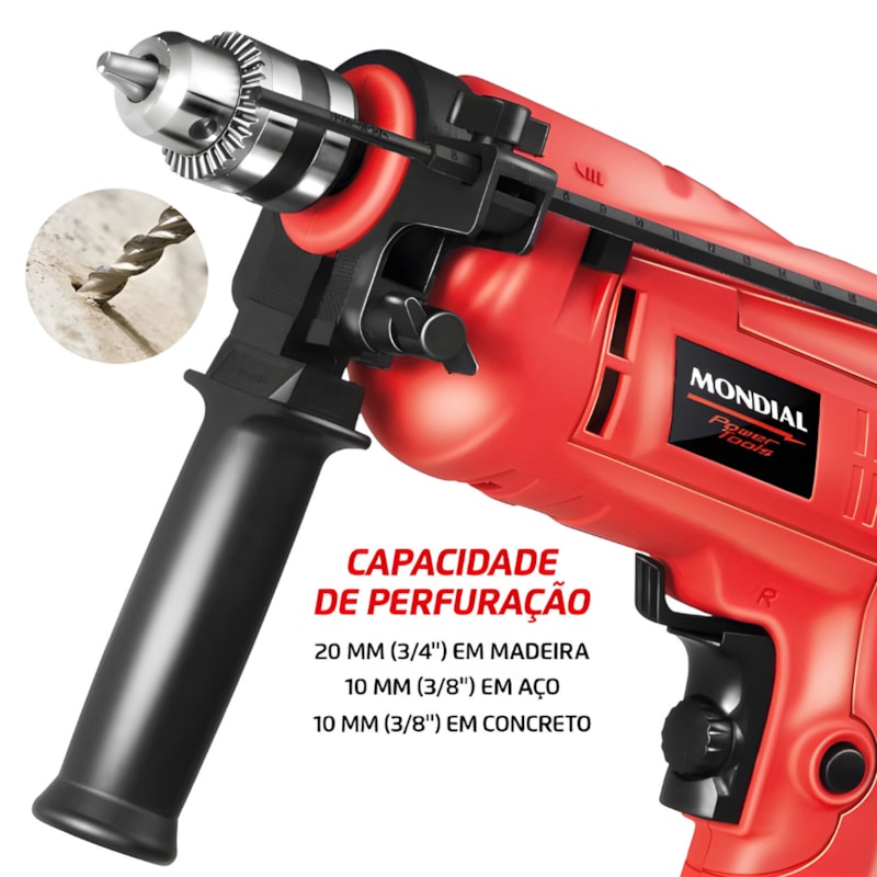 Furadeira de Impacto Mondial com Maleta 127V/60Hz 650W Vermelha NFFI-07M-f60e6661-201c-40bd-8aa8-3b976571d807