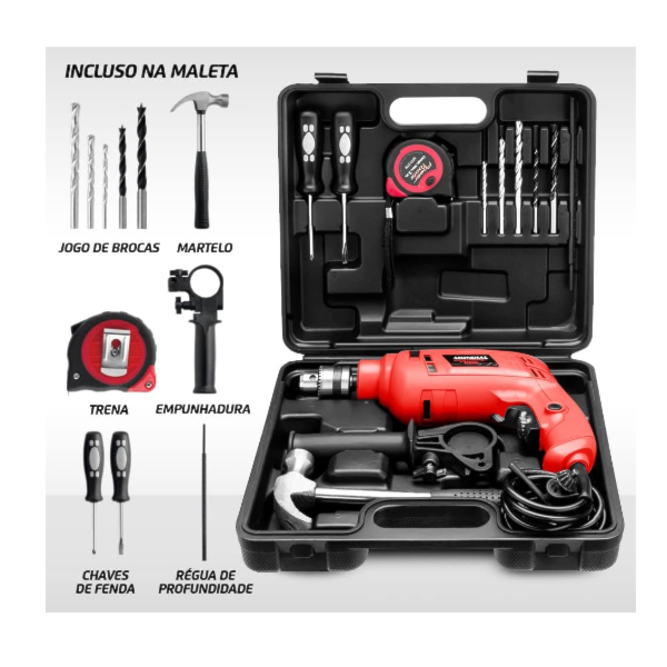 Furadeira de Impacto Mondial com Maleta 127V/60Hz 650W Vermelha NFFI-07M-4f29c2b2-3329-4f98-ab75-c59fbef60279