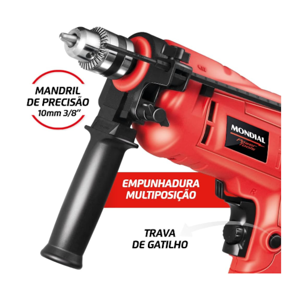 Furadeira de Impacto Mondial com Maleta 127V/60Hz 650W Vermelha NFFI-07M-eee74793-4883-46f6-b7bb-183a9c190dfb