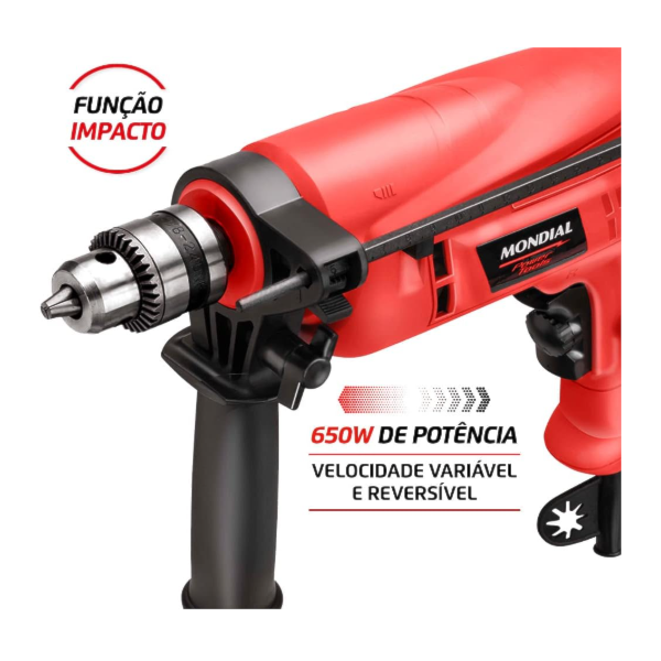 Furadeira de Impacto Mondial com Maleta 127V/60Hz 650W Vermelha NFFI-07M-59347241-436c-44d6-b10c-ac5eca49d6f6