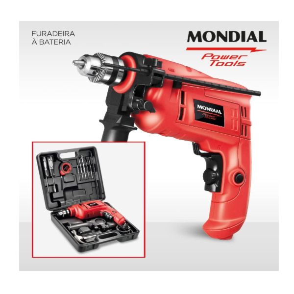 Furadeira de Impacto Mondial com Maleta 127V/60Hz 650W Vermelha NFFI-07M-466eef1d-d8c4-436b-97d0-4609a980a80e