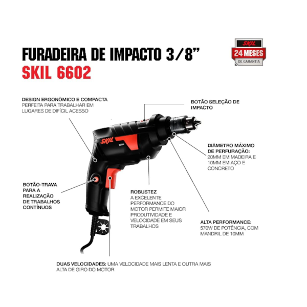 Furadeira de Impacto Skil 6602 2 Velocidades 127V-7c4ce5bc-e81b-4419-944f-db3e3cf22ce6