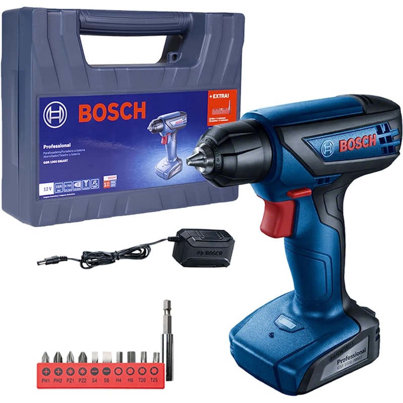Furadeira e Parafusadeira Bosch GSR 1000 127V Smart com Kit Maleta