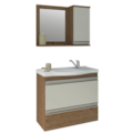 Gabinete para Banheiro Suspenso MGM Grecia 65CM 2 Portas 1 Gaveta com Espelheira e Lavatorio Amendoa/Off White-dab096c6-0dd6-4d65-817b-b0285f9786ad