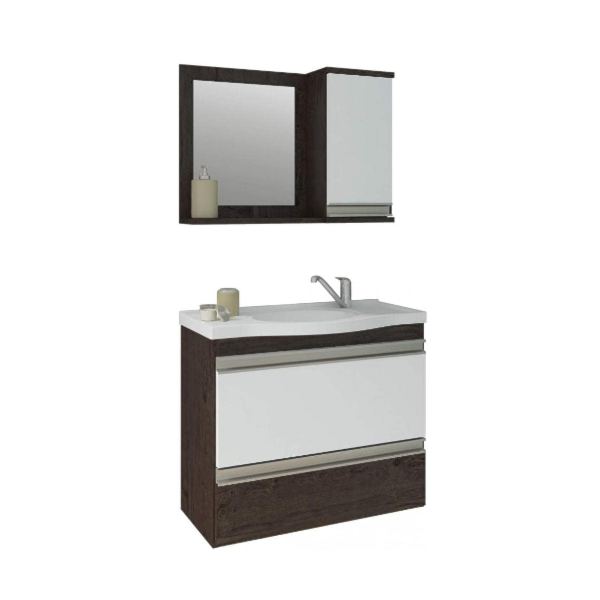 Gabinete para Banheiro Suspenso MGM Grecia 65CM 2 Portas 1 Gaveta com Espelheira e Lavatorio Cafe/Branco-cef5ce95-3b01-4c71-a1c4-89439f73908d