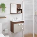 Gabinete para Banheiro Suspenso MGM Hortencia 55CM 1 Porta 2 Gavetas com Espelheira e Lavatorio Amendoa/Off White-79a9bd84-7a3a-4050-b590-13050e99fd69