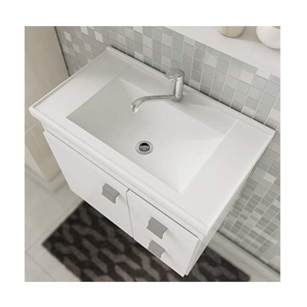 Gabinete para Banheiro Suspenso MGM Hortencia 55CM 1 Porta 2 Gavetas com Espelheira e Lavatorio Branco-69276d53-14ec-4a84-99ee-2d5cc69bacc1
