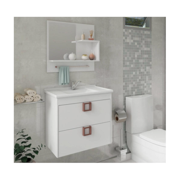 Gabinete para Banheiro Suspenso MGM Lirio 59CM 1 Porta 1 Gaveta com Espelheira e Lavatorio Branco-ca2c30e1-1378-48be-aeed-6553ff7c5645