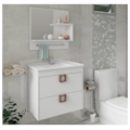 Gabinete para Banheiro Suspenso MGM Lirio 59CM 1 Porta 1 Gaveta com Espelheira e Lavatorio Branco-0c2f65ba-549f-4d30-9e77-54f45211e471