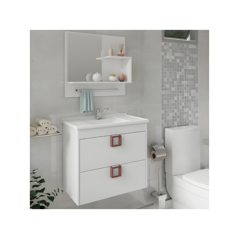 Gabinete para Banheiro Suspenso MGM Lirio 59CM 1 Porta 1 Gaveta com Espelheira e Lavatorio Branco-236f789d-573d-41d4-b646-1c5a81642266