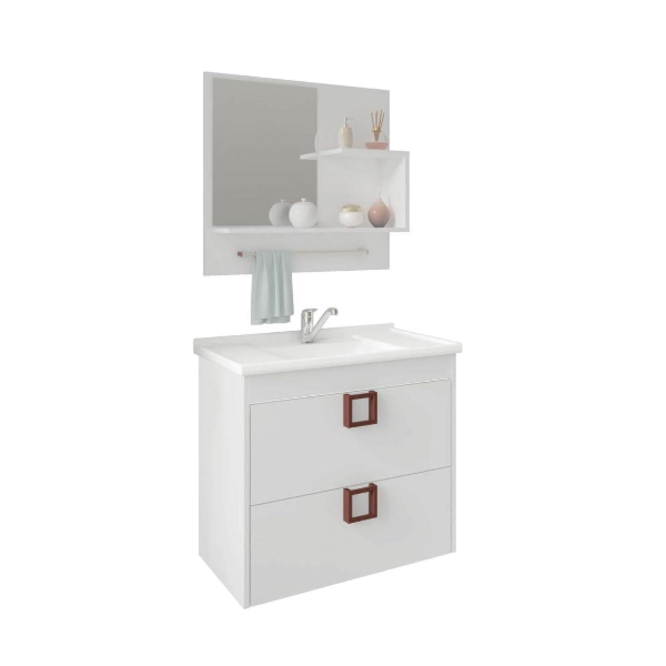 Gabinete para Banheiro Suspenso MGM Lirio 59CM 1 Porta 1 Gaveta com Espelheira e Lavatorio Branco-d37b1b1a-93a9-45c9-94cb-f5c3eb216deb