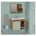Gabinete para Banheiro Suspenso MGM Lotus 55CM 1 Porta com Espelheira e Lavatorio Amendoa/Off White-73aab8e6-d449-4ae7-9438-c9d6f7ab981b