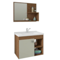 Gabinete para Banheiro Suspenso MGM Lotus 55CM 1 Porta com Espelheira e Lavatorio Amendoa/Off White-2c2d389d-2ec1-46e4-b435-d53982682744