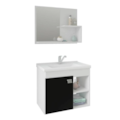 Gabinete para Banheiro Suspenso MGM Lotus 55CM 1 Porta com Espelheira e Lavatorio Branco/Preto-3e4a79ce-4f4c-4dd4-a745-01c3899df44e