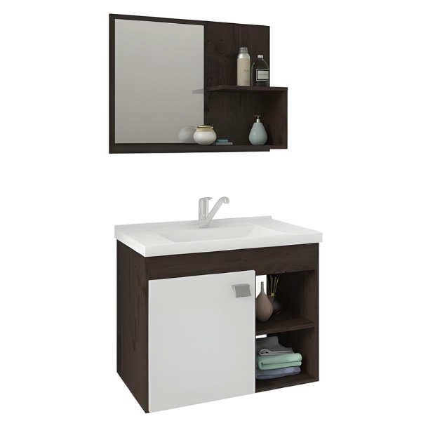 Gabinete para Banheiro Suspenso MGM Lotus 55CM 1 Porta com Espelheira e Lavatorio Cafe/Branco-ab6f49ad-5484-47fc-803a-e458191156e7