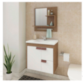 Gabinete para Banheiro Suspenso MGM Tulipa 59CM 1 Porta 2 Gavetas com Espelheira e Lavatorio Amendoa/Branco-558650f3-9437-4b3b-8122-ae248d1b308c