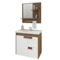 Gabinete para Banheiro Suspenso MGM Tulipa 59CM 1 Porta 2 Gavetas com Espelheira e Lavatorio Amendoa/Branco-aa0972b5-3012-4731-bbc3-fd8b777d91bb