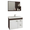 Gabinete Suspenso para Banheiro MGM Hortência 55cm com Espelheira, Lavatório, 1 Porta e 2 Gavetas Café/Branco-eddbe8e6-ae0f-4175-9201-13c9573436bd