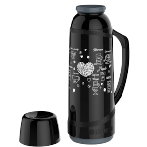Garrafa Termica Soprano Cristal 1L Preta Decorada Cafe