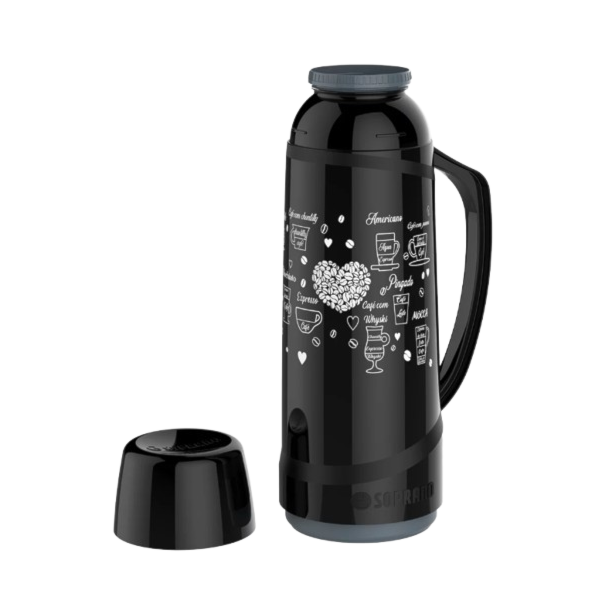 Garrafa Termica Soprano Cristal 1L Preta Decorada Cafe-509550f7-4972-44e5-8b70-e8726b7a874a